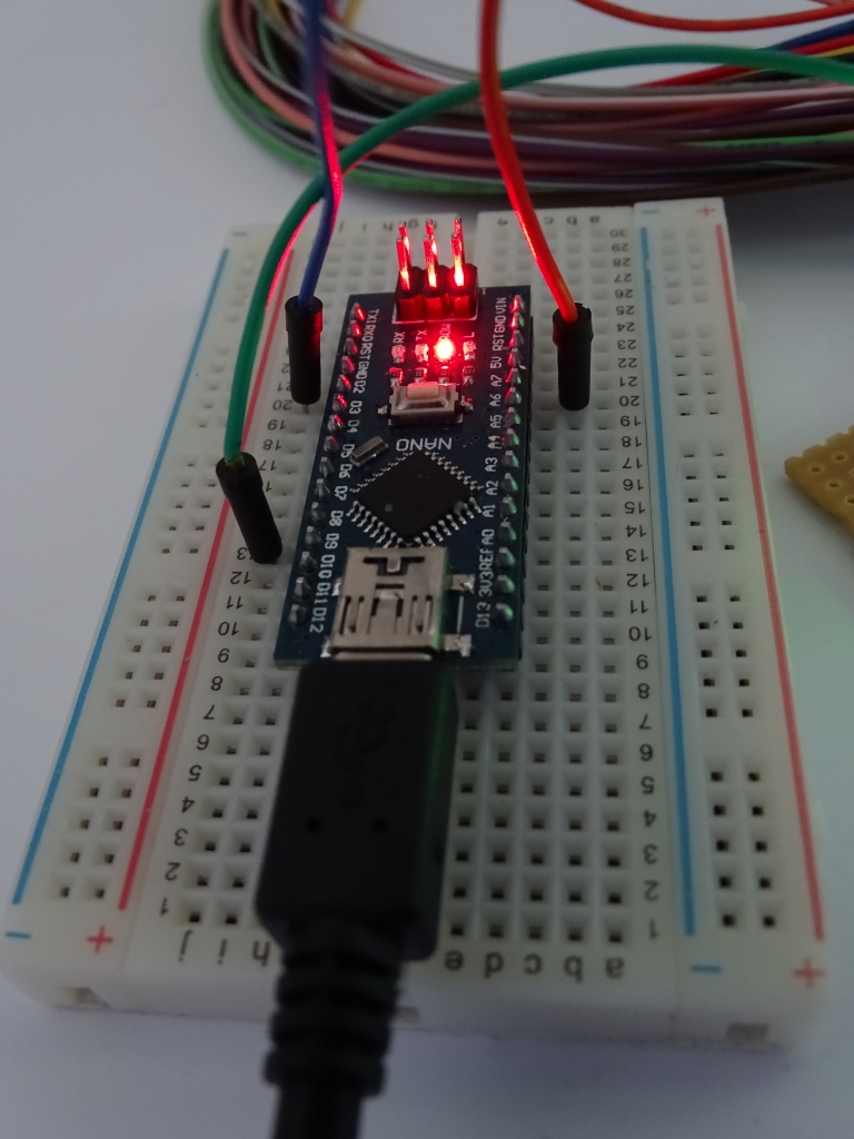 Arduino Nano in breadboard